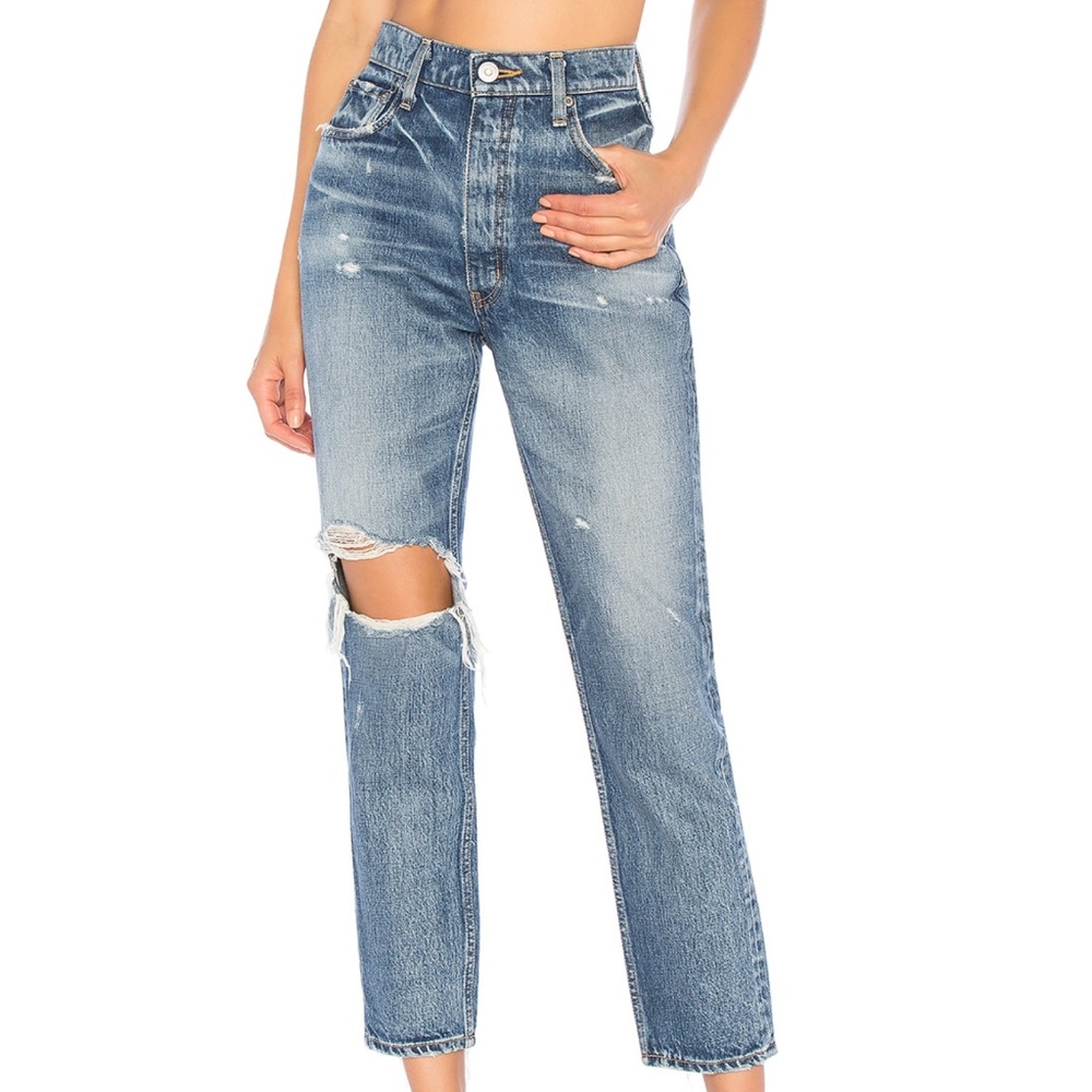 Moussy Vintage Marshall Boy Skinny Blue Distressed 100% Cotton Size 27